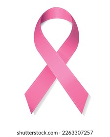 Pink ribbon aids symbol isolated on white background. Vector illustration