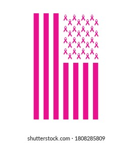 Pink Ribbon American Flag Breast Cancer Awareness t shirt design vector