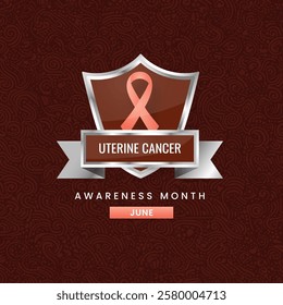 Pink ribbon awareness graphic for International Uterine Cancer Awareness Month