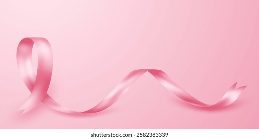 Pink ribbon background, beautiful vector illustration
