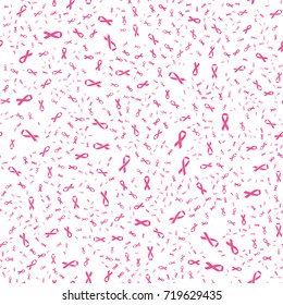 Pink ribbon background seamless pattern for breast cancer awareness