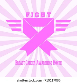 Pink ribbon background. Template for Breast cancer awareness month. Vector illustration.