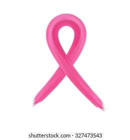 Pink ribbon badge, breast cancer awareness symbol  isolated on white.Vector illustration 
