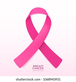 Pink ribbon banner, Breast cancer awareness month vector illustration