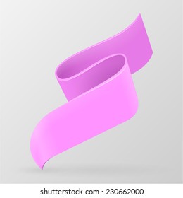 Pink ribbon banner. Design element. Isolated on a gray background. With Space For Text. Vector illustration.