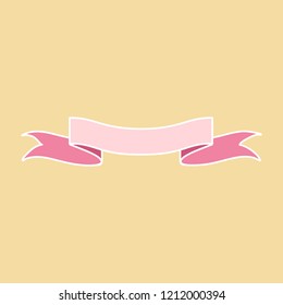 Pink ribbon banner doodle style vector