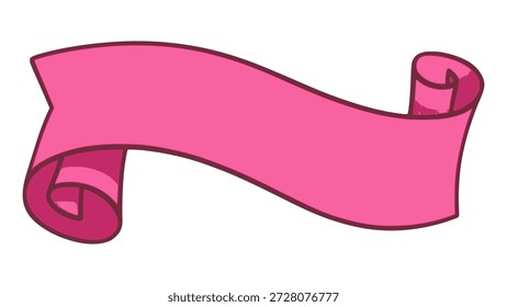 Fita rosa Banner Label Flat Color Vetor Ilustração Modelo Design