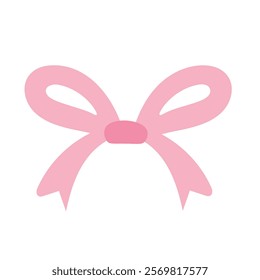 Pink ribbon bow clip art, bows clipart image, pink ribbon bow vector flat illustration, isolated on white background
