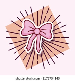 pink ribbon bow decoration cartoon style