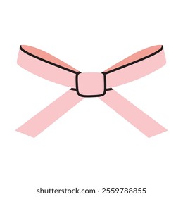 Pink ribbon bow, decorative bowknot for gift packaging. Coquette and balletcore aesthetic, girly accessory. Trendy modern vector illustration isolated on white background, hand drawn, flat design