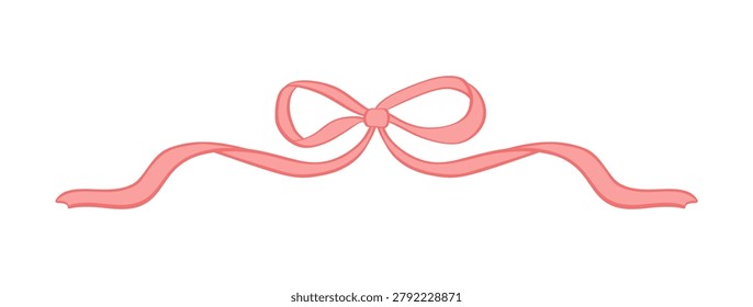 Pink ribbon bow forming a decorative element, ideal for gift wrapping, celebrations, and festive occasions