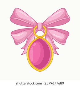 Pink ribbon bow icon. Cartoon illustration of pink ribbon bow vector icon for web design