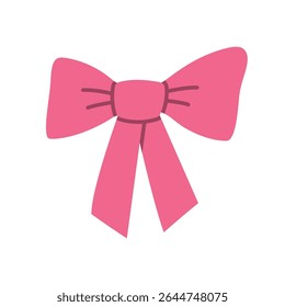 Pink Ribbon Bow Icon – Cute Minimalist Illustration on White Background for Decorative, Holiday, and Feminine Design Themes