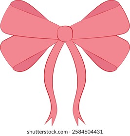 Pink ribbon bow. Isolated vector illustration.