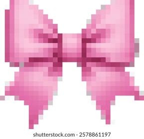 Pink ribbon bow pixel art