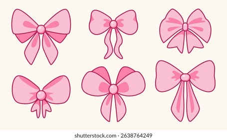 Pink ribbon bow set. Cute gift bowknots collection