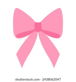 Pink ribbon bow. Vector illustration