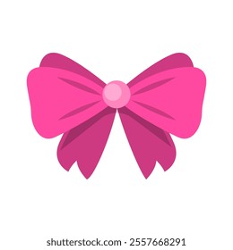 Pink Ribbon Bow Vector Illustration. Good for for Event Planning.
