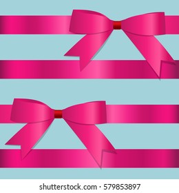 Cinta rosa con arco. Ilustración vectorial.