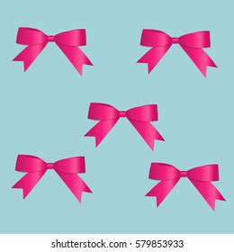 Pink ribbon with bow. Vector illustration.