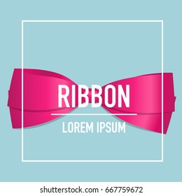 Cinta rosa con arco. Ilustración vectorial.