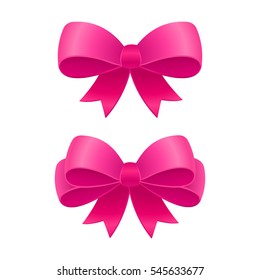 Ilustración vectorial de arco rosado. Elemento de diseño de embalaje de regalo realistas aislado.