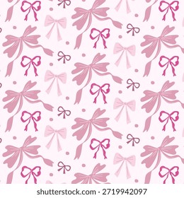 Cinta rosa arcos de Vector sin patrón de fondo. Lindo diseño de moda. Impresión textil decorativa para envoltura de regalos, tela, Fondo de pantalla, tarjetas. Vector.