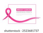 Pink ribbon Breast cancer awareness design template Breast cancer awareness horizontal banner design with pink ribbon and space for text Breast Cancer Awareness Month vector graphic or illustration