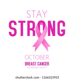 Pink ribbon breast cancer awareness symbol banner poster card. Vector illustration.