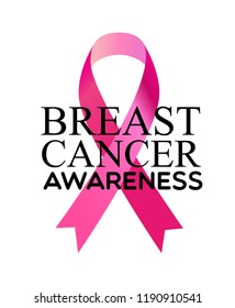 Pink ribbon for breast cancer awareness symbol, vector illustration