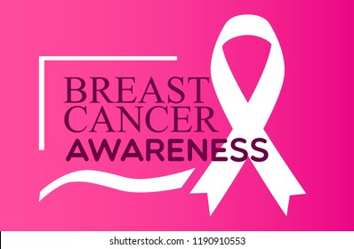 Pink ribbon for breast cancer awareness symbol, vector illustration