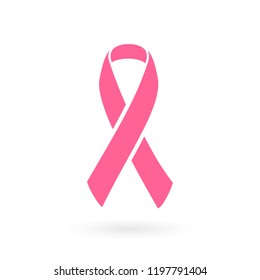 Pink ribbon. Breast cancer awareness. Vector illustration, flat design