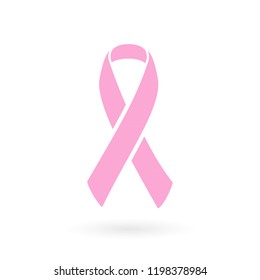 Pink ribbon. Breast cancer awareness. Vector illustration, flat design