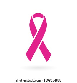 Pink ribbon. Breast cancer awareness. Vector illustration, flat design