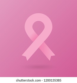 Pink ribbon. Breast cancer awareness. Vector illustration, flat design