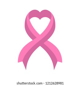 Pink ribbon. Breast cancer awareness symbol. Vector illustration design