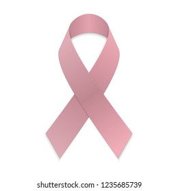 Pink ribbon. Breast cancer awareness symbol. Vector illustration.