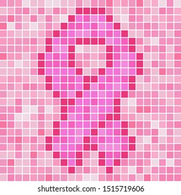 pink ribbon Breast Cancer Awareness square mosaic background concept. 