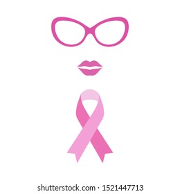 pink ribbon breast cancer awareness symbol in women