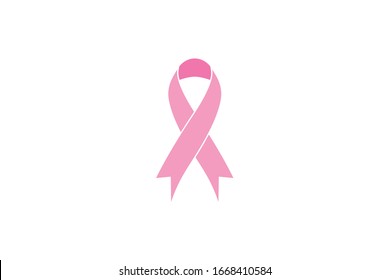 pink ribbon, breast cancer awareness symbol, isolated on white, vector icon illustration