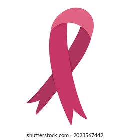 Pink ribbon - breast cancer awareness symbol emblem isolated on white. Vector illustration. Clip art, design element for healthcare medical concept.