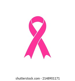 pink ribbon, breast cancer awareness symbol or sign isolated on white, icon vector illustration