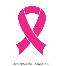 Pink ribbon for breast cancer awareness logo. Breast cancer logo design icon.