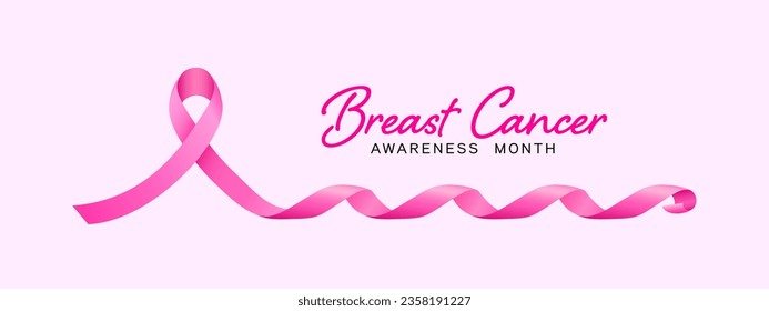 Pink ribbon. Breast cancer awareness symbol. Vector illustration.