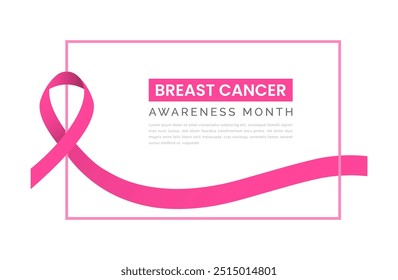 Pink ribbon Breast cancer awareness design template Breast cancer awareness horizontal banner design with pink ribbon and space for text Breast Cancer Awareness Month vector graphic or illustration