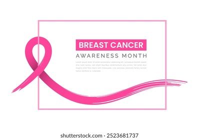 Pink ribbon Breast cancer awareness design template Breast cancer awareness horizontal banner design with pink ribbon and space for text Breast Cancer Awareness Month vector graphic or illustration