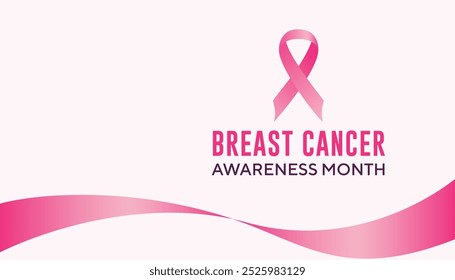 Pink ribbon, breast cancer awareness month in october banner design template. vector illustration