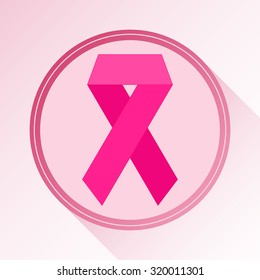 Pink ribbon breast cancer awareness. Flat design. Vector illustration. 