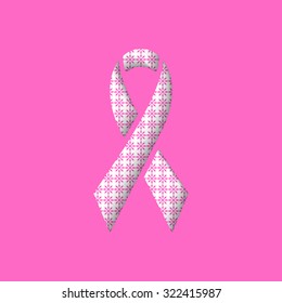 Pink ribbon breast cancer awareness symbol, mockup poster, paper celebration card background