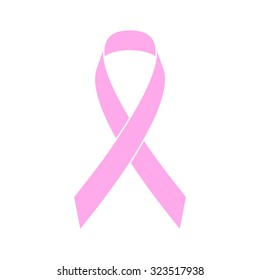 Pink ribbon breast cancer awareness symbol. Vector illustration. Simple flat style.